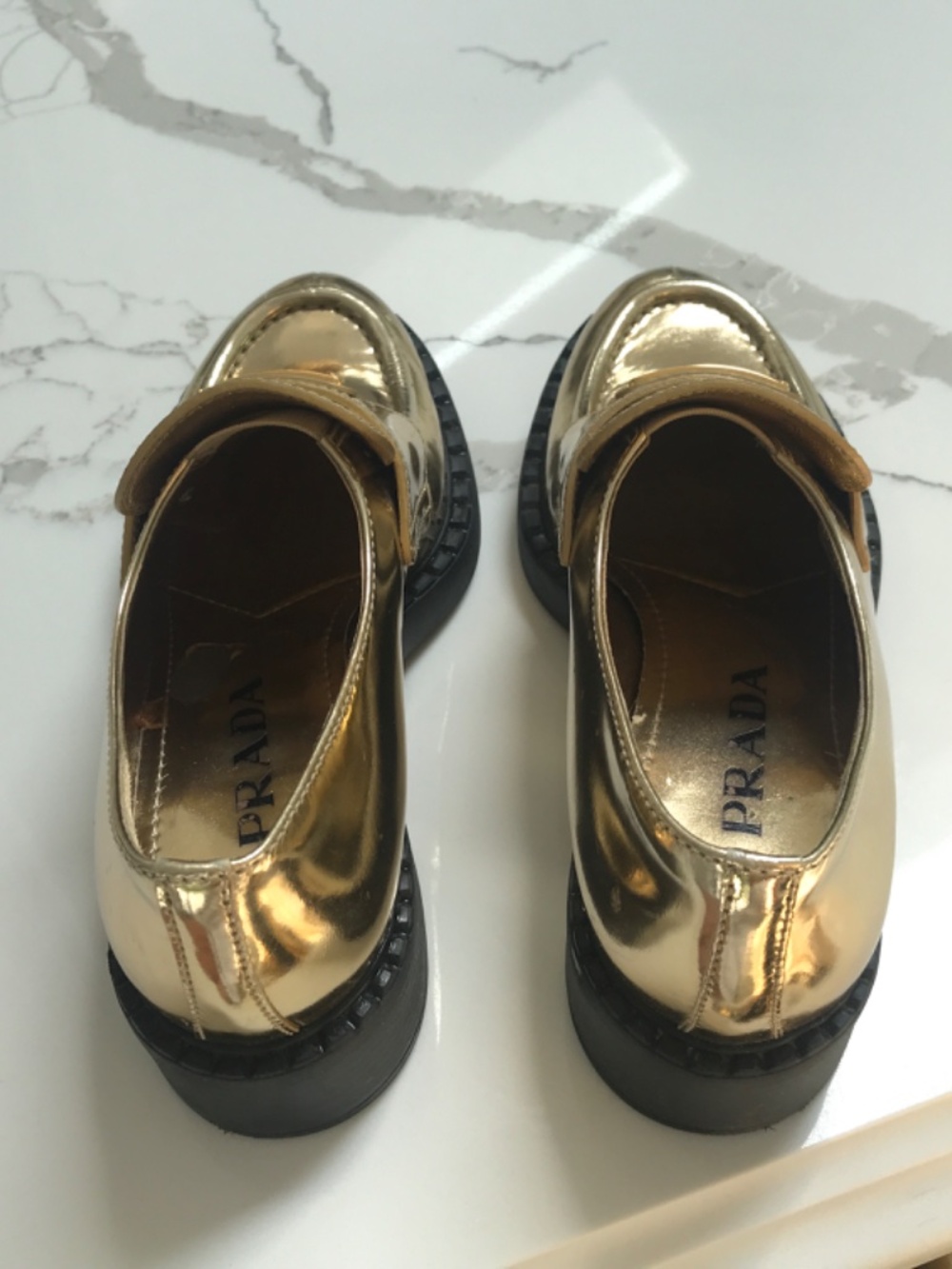 Prada Metallic Gold Loafers Sz 36 - Picture 5 of 10